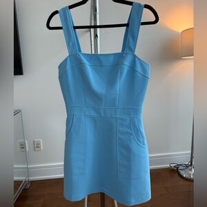 Amanda Uprichard Sky Blue Square-Neck Mini Dress
